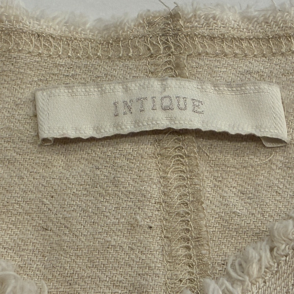 Intique Lagenlook Linen Blend Maxi Dress Size S Oatmeal Sleeveless Minimalist - Picture 4 of 10